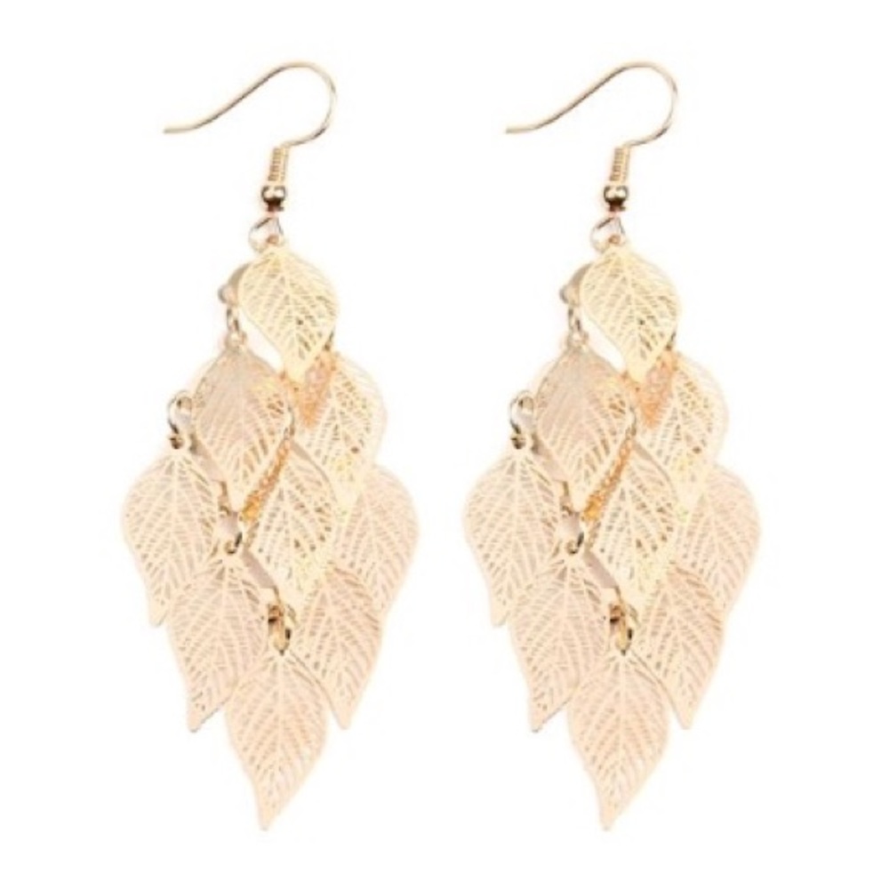 Spring Leaves Earring - Gold Tone